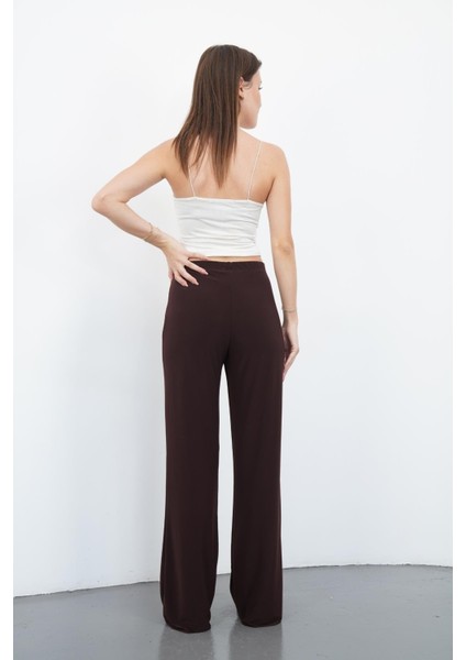 Nira Kadın Maxi Boy Ispanyol Paça Viskon Pantolon-Kahverengi indirimleri