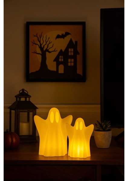 Hayalet Figürlü Dekoratif Obje Pilli Mum Ile Kullanım Halloween Aksesuarı Ev Dekor Ürünü
