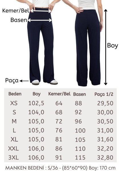 Nira Kadın Maxi Boy Ispanyol Paça Viskon Pantolon-Lacivert indirimleri