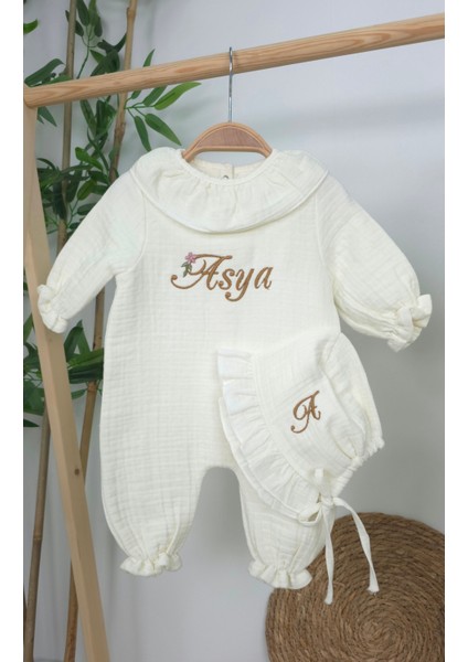 Müslin Yeni Doğan 4katlı Organik %100PAMUK Kişiye Özgü Nakışlı Hastane Çıkış Seti(Papatya Model-4) modelleri