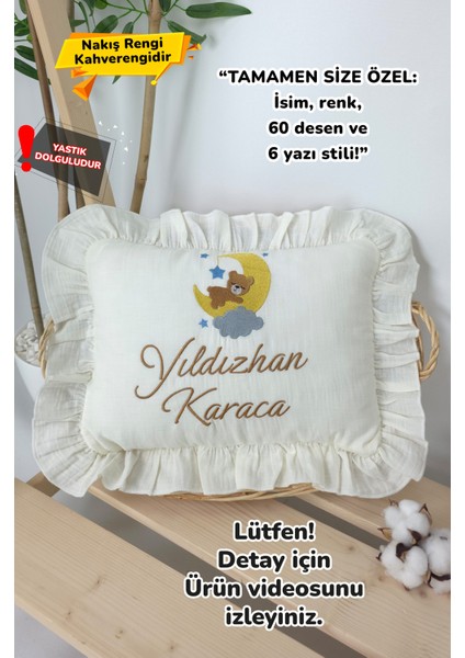 Müslin Yeni Doğan 4katlı Organik %100PAMUK Kişiye Özgü Nakışlı Hastane Çıkış Seti(Ay Yıldızlıayıcık)