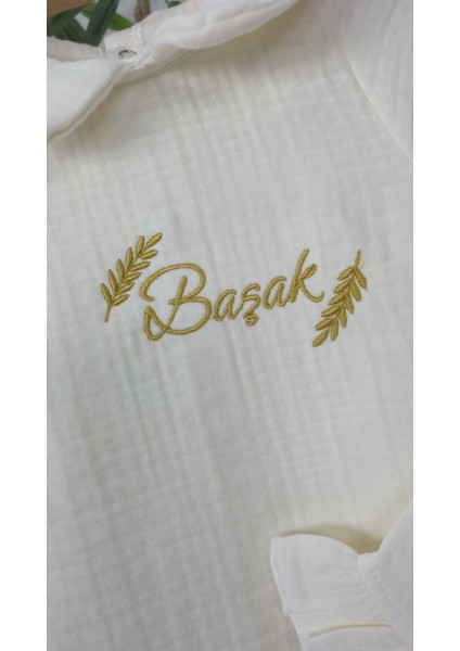 Müslin Yeni Doğan 4katlı Organik %100PAMUK Kişiye Özgü Nakışlı Hastane Çıkış Seti-Başak Model modelleri