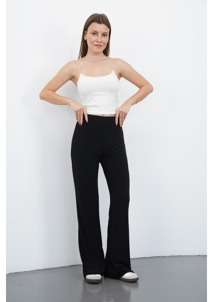 Nira Kadın Maxi Boy Ispanyol Paça Viskon Pantolon-Siyah fiyatları