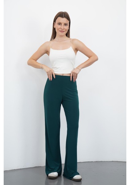Nira Kadın Maxi Boy Ispanyol Paça Viskon Pantolon-Zümrüt Yeşil fiyatları