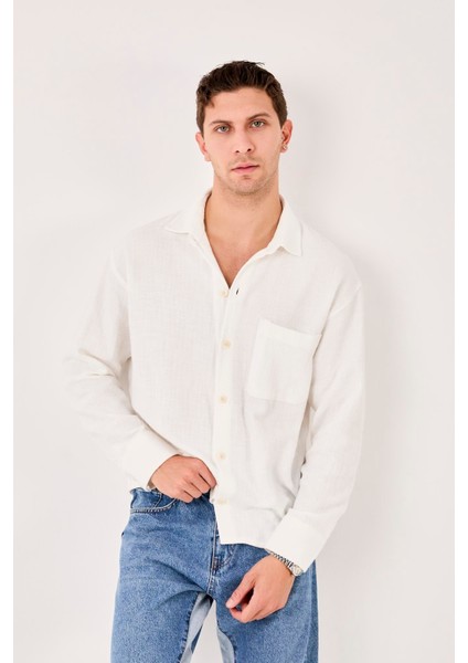 X-0001 Ayaklı Yaka Tek Cepli Uzun Kol Gömlek modelleri