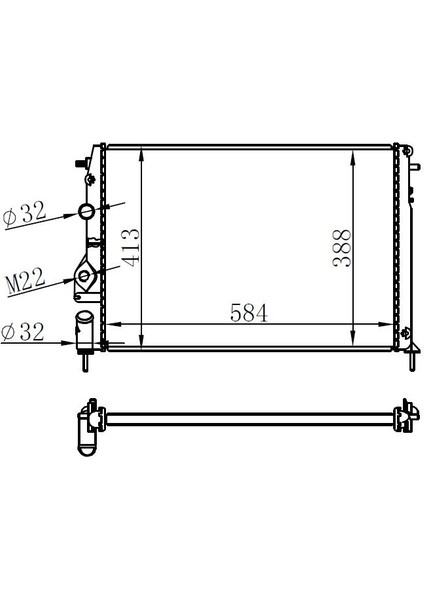 Orıs BRN010022 - Radyatör Brazing Mgn I-Scenıc 1.4-1.6-1.8-2.0 16V Ac Mek 584×388X22