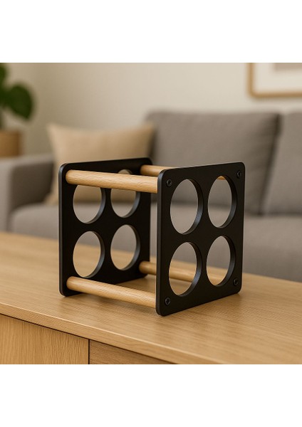 Tezgah Üstü, Masa Üstü 4'lü Metal Şaraplık