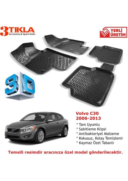 Volvo C30 2006-2013 Premium 3D Havuzlu Paspas Seti fiyatları