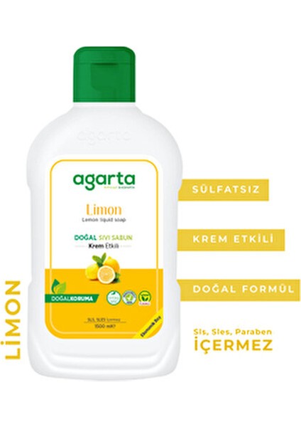 Doğal Limonlu Sıvı Sabun Ferahlatıcı Etkiyle 1500 ml Cilt Temizliği İçin fiyatları