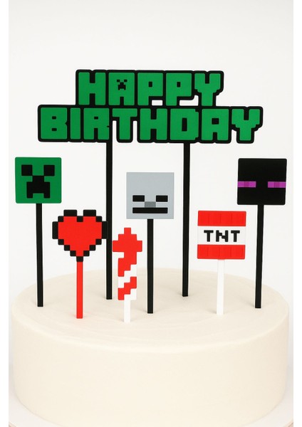 Minecraft Temalı Doğum Günü Pasta Süsü - 7 Parça Set fiyatları