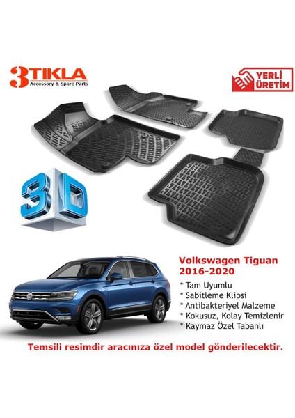 Volkswagen Tiguan 2016-2020 Premium 3D Havuzlu Paspas Seti fiyatları