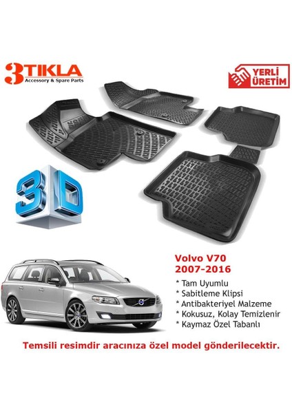 Volvo V70 2007-2016 Premium 3D Havuzlu Paspas Seti fiyatları