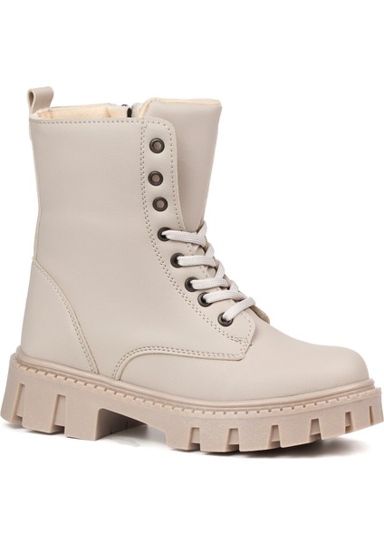 Kadın Bej Postal Bot – Kalın Taban Fermuarlı Bağcıklı Rahat Günlük Şık ve Dayanıklı modelleri