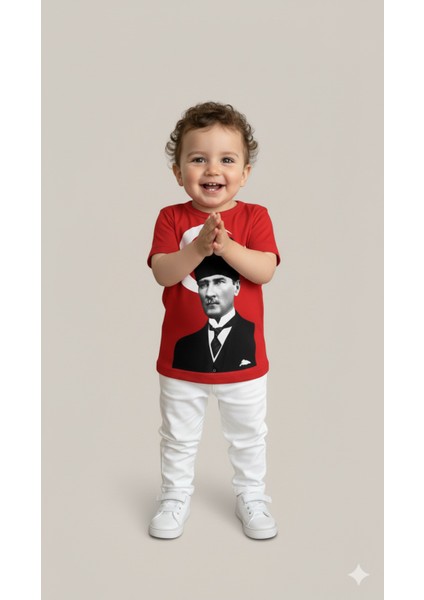 Atatürk Baskılı Türk Bayraklı Bebek Tişört | %100 Pamuk modelleri