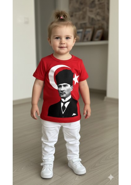 Atatürk Baskılı Türk Bayraklı Bebek Tişört | %100 Pamuk indirimleri