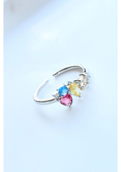 Ithal Seri Renkli Zirkon Taşlı Zarif Tasarım Ayarlanabilir Kadın Çelik Yüzük fiyatları