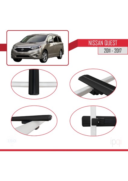 Nissan Quest 2011-2017 Arası ile Uyumlu Basıc Model Ara Atkı Tavan Barı Siyah 3 Adet fırsatları