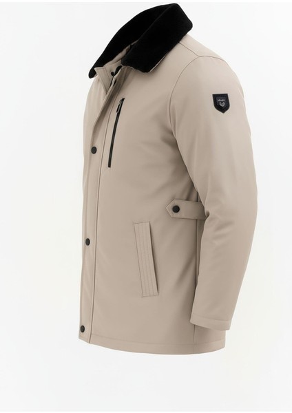 Erkek Krem Yakası Çıkartılabilir Kürklü Su Itici Içi Kürklü Kaban – Rüzgar Geçirmez, Hafif ve dayanıklı fiyatları