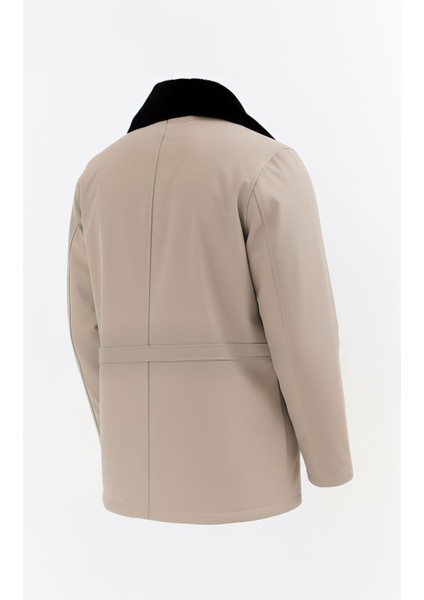 Erkek Krem Yakası Çıkartılabilir Kürklü Su Itici Içi Kürklü Kaban – Rüzgar Geçirmez, Hafif ve dayanıklı fırsatları