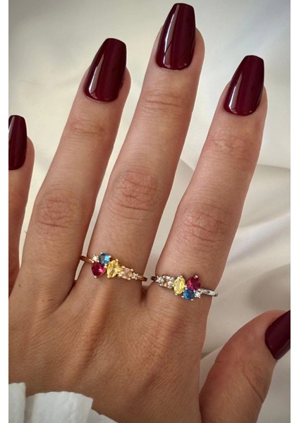 Ithal Seri Renkli Zirkon Taşlı Zarif Tasarım Ayarlanabilir Kadın Çelik Yüzük indirimleri