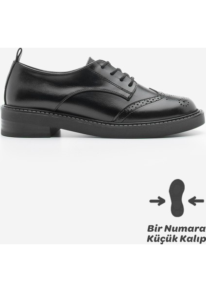Kadın Bağcıklı Maskülen Çift Yüzlü Günlük Oxford Ayakkabı Sindo Siyah modelleri