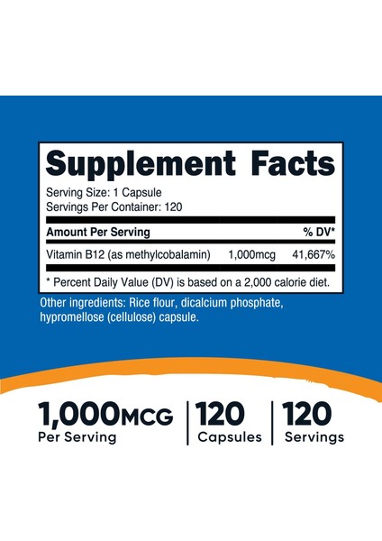 cost Vitamin B12 Methylcobalamin 1000MCG 120 Caps fiyatları