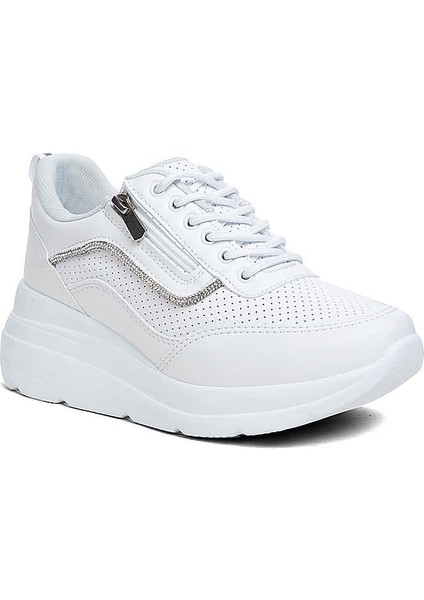 Zenne 207 Cilt Bej Beyaz Siyah Ortopedik Spor Ayakkabı