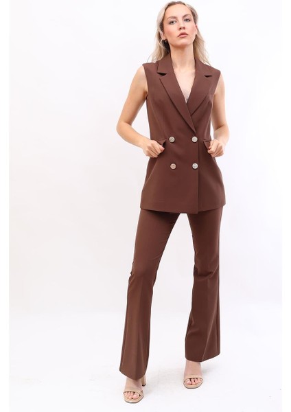 Erkek Yaka Blazer Yelek-Kestane fırsatları