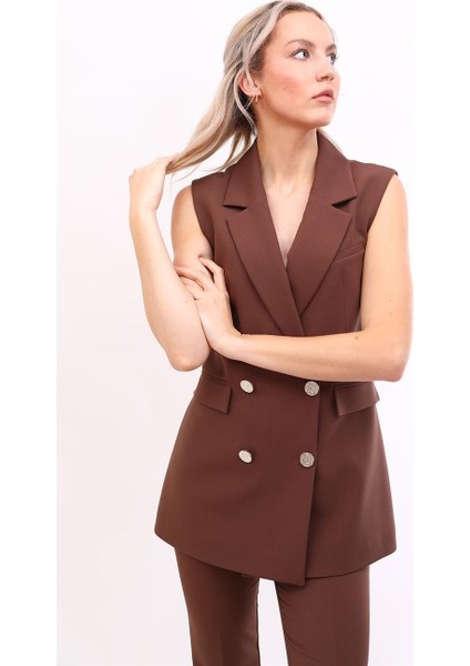 Erkek Yaka Blazer Yelek-Kestane indirimleri