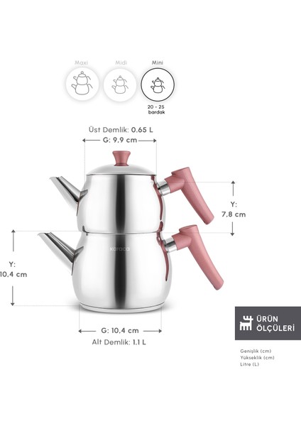 Frezya Indüksiyon Tabanlı Mini Çaydanlık Takımı Rose fiyatları