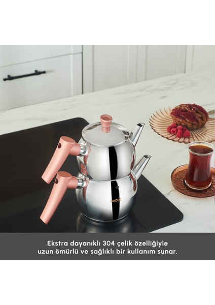 Frezya Indüksiyon Tabanlı Mini Çaydanlık Takımı Rose
