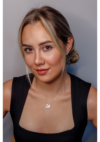 Kuğu Gümüş Kadın Kolye, 925 Ayar Gümüş, Kübik Zirkon Taş fiyatları