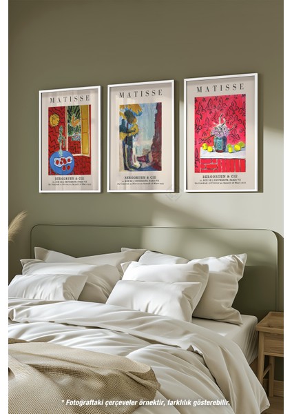 Matisse Dekoratif 3'lü Beyaz Çerçeveli Poster, Tablo Seti No:15 fiyatları