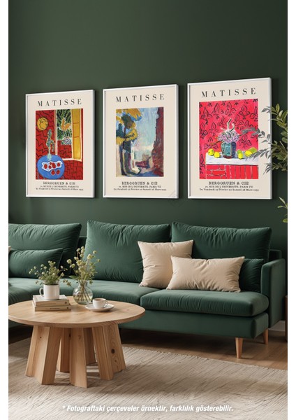 Matisse Dekoratif 3'lü Beyaz Çerçeveli Poster, Tablo Seti No:15 modelleri