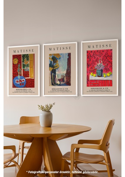 Matisse Dekoratif 3'lü Beyaz Çerçeveli Poster, Tablo Seti No:15 fırsatları
