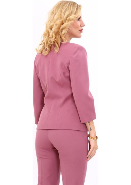 Sıfır Yaka Düz Kısa Ceket-Rose fırsatları