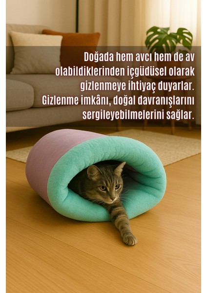 Mağara (45X40CM) - Modern Kedi/köpek Mağara Yatak, Saklanma Alanı, Sakinleştirici, Konforlu (Mint) fırsatları