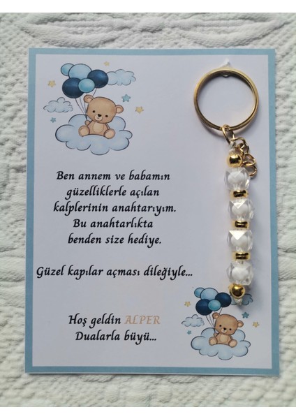 24 Adet Isme Özel Tasarım Beyaz Anahtarlık Hastane Yeni Doğan 40 Mevlidi Dağıtmalık Hediyelik fiyatları
