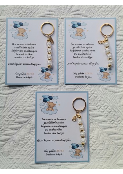 24 Adet Isme Özel Tasarım Beyaz Anahtarlık Hastane Yeni Doğan 40 Mevlidi Dağıtmalık Hediyelik fırsatları