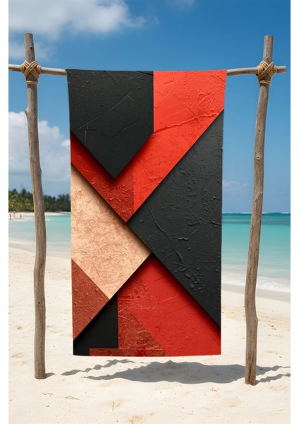 Keskin Şekil Desenli Pamuk Plaj Havlusu – Desenli Tasarım – 75X150 cm