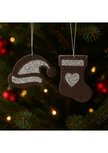 12’li Taşlı Keçe Yılbaşı Ağacı Süsü Seti – 4 Renk Seçenekli (Çift Taraflı) fiyatları