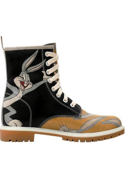 Kadın Vegan Deri Siyah Uzun Bot - Warner Bros Looney Tunes Double Trouble Tasarım fırsatları