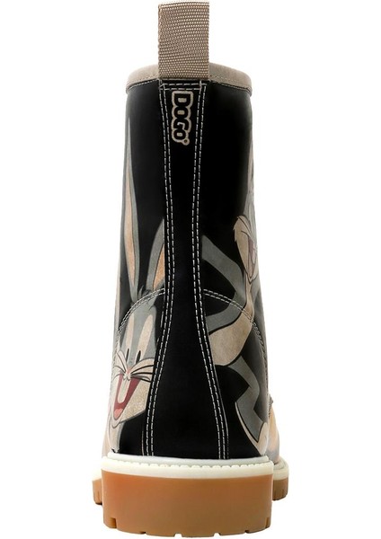 Kadın Vegan Deri Siyah Uzun Bot - Warner Bros Looney Tunes Double Trouble Tasarım indirimleri