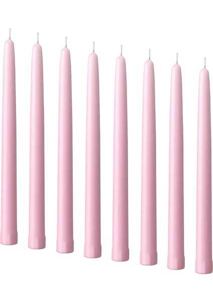 Şamdan Mumu, Açık Pembe, 5.5 Saat, 8 Adet, 25 cm