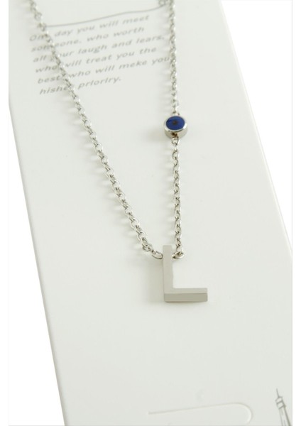 Wizard Gümüş Renkli Harfli Çelik Kolye-L