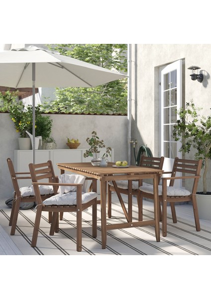 Yemek Masası ve Sandalye Seti, Koyu Kahve, Kuddarna Açık Gri-Bej, 4 Sandalyeli, Dikdörtgen fiyatları