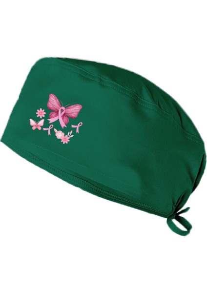 Pembe Kelebek Temalı Bonesi Standart ve Büyük Boy Cerrahi Bone Doktor Hemşire Aşçı