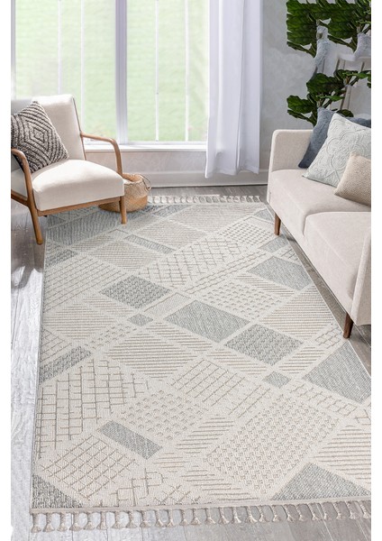 Bukleli Modern Iskandinav Saçaklı Kaymaz Salon Halısı Mutfak Halısı Yolluk