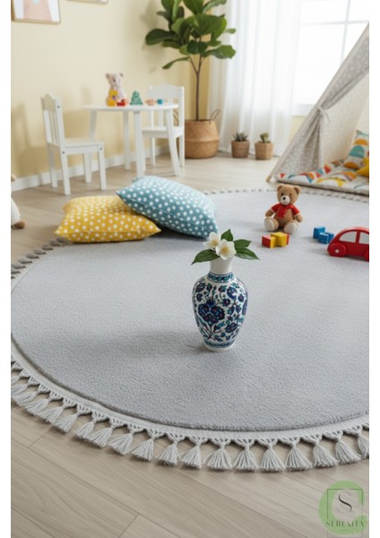 Post/peluş Yıkanabilir Kaymaz Taban Yumşacık Açık Gri Örgü Oval Saçaklı Modern ve Şık Salon Oturma Odası Mutfak Çocuk Odası Koridor Antre Halısı modelleri