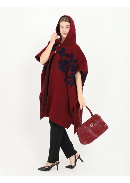 Kadın Teddy Gold Düğmeli Kapşonlu Yırtmaçlı Şal Panço Hırka indirimleri